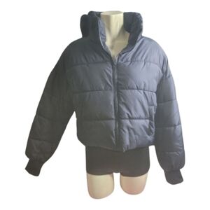 Navy Puffer Jacket Crop